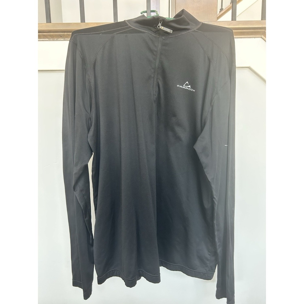 Paradox 1/4 Zip Pullover Baselayer Men's L Activewear Shirt Fleece Lined Black